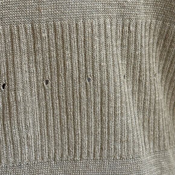 Margaret O'Leary Linen Blend Tan Open Front Cardigan Lightweight Sweater sz 1=XS - Picture 6 of 9